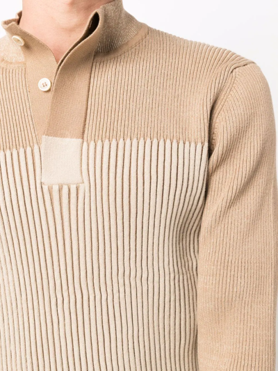 Shop Jacquemus The Cedra Ribbed-knit Sweater In Nude