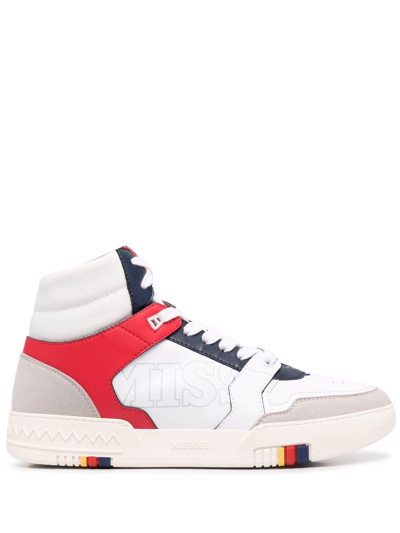 Shop Missoni High-top Panelled Sneakers In Weiss