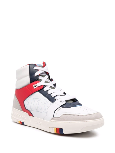 Shop Missoni High-top Panelled Sneakers In Weiss