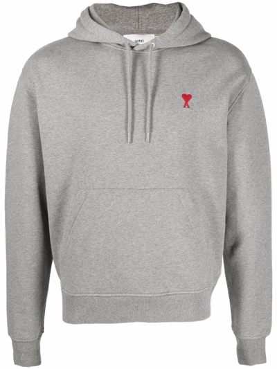 Shop Ami Alexandre Mattiussi Ami De Coeur Hoodie In Grau