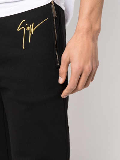 Shop Giuseppe Zanotti Embroidered-logo Track Pants In Schwarz