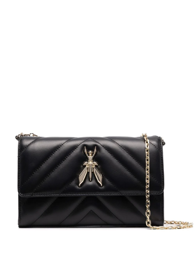 Shop Patrizia Pepe Quilted-finish Crossbody Bag In Schwarz