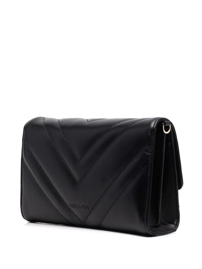 Shop Patrizia Pepe Quilted-finish Crossbody Bag In Schwarz