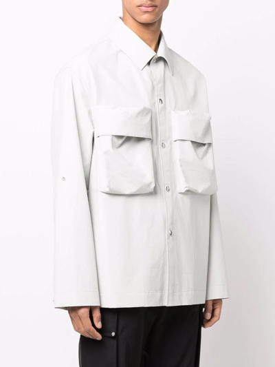 Shop Oamc Chest-pocket Shirt Jacket In Grau