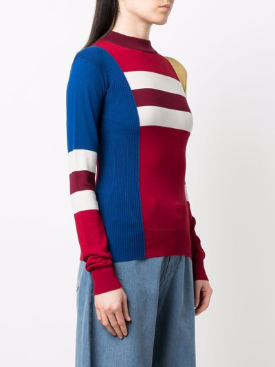 Shop Colville Colour-block Wool Jumper In Rot