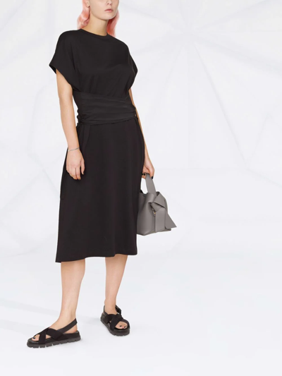 Shop Moncler Belted Midi Dress In Schwarz