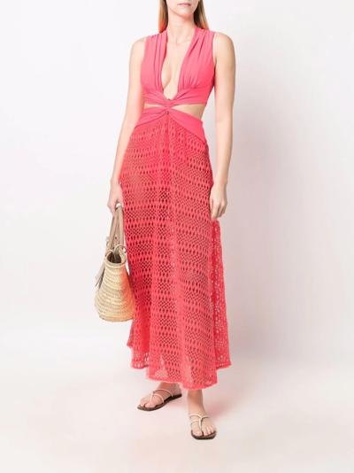 Shop Patbo Cut-out Knitted Beach Dress In Rosa