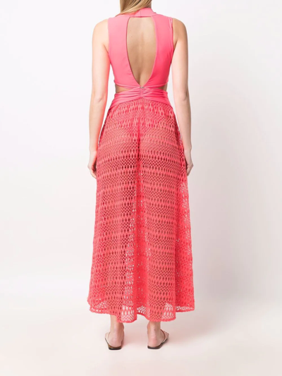 Shop Patbo Cut-out Knitted Beach Dress In Rosa