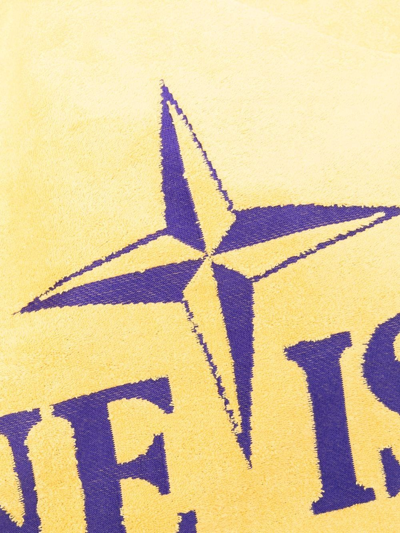 Shop Stone Island Logo Embroidered Bath Towel In Gelb