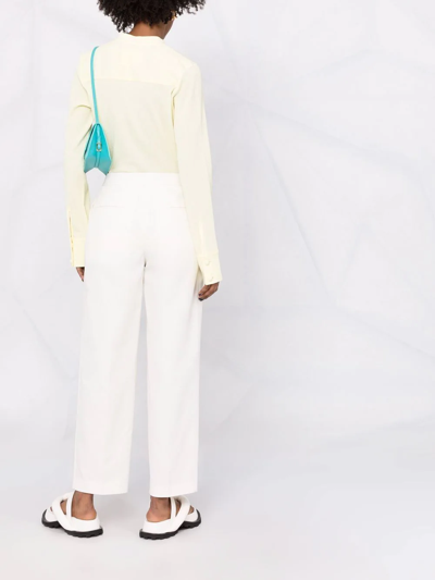 Shop Jil Sander High-waisted Cotton Trousers In Weiss
