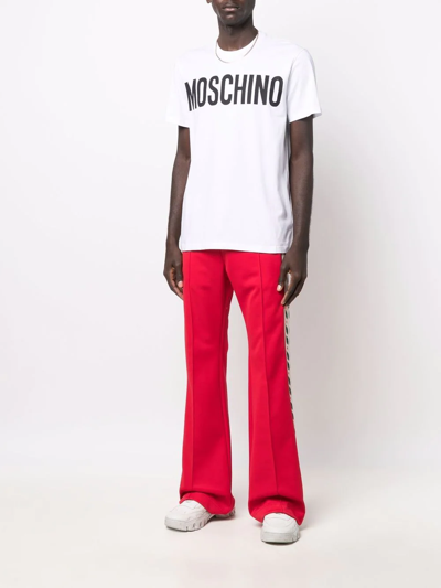 Shop Moschino Logo-print Organic-cotton T-shirt In 1001 White