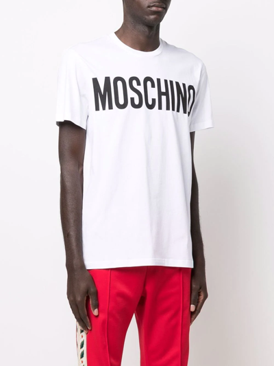 Shop Moschino Logo-print Organic-cotton T-shirt In 1001 White