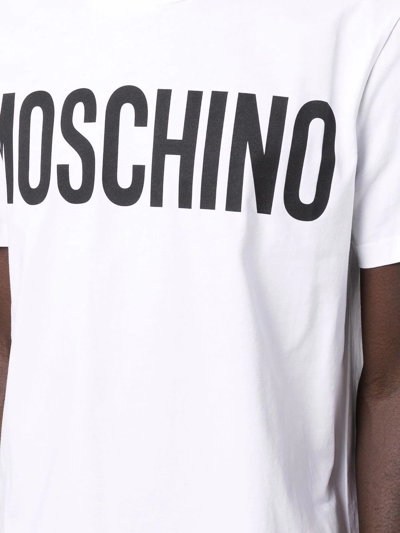 Shop Moschino Logo-print Organic-cotton T-shirt In 1001 White