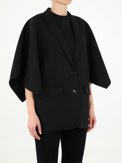 Shop Burberry Black Wool Cape