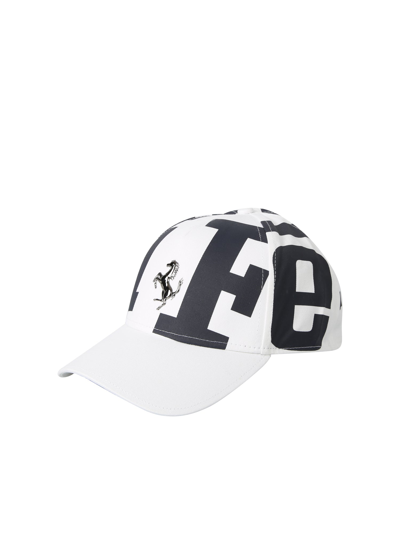 Ferrari Logo-plaque Graphic-print Cotton Baseball Cap In White