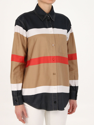 Shop Burberry Ivanna Striped Shirt In Multicolor