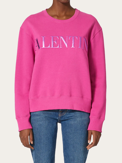 Shop Valentino Jersey Fuchsia Sweatshirt In Fuxia