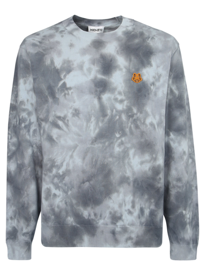 Shop Kenzo Round Neck Tie Dye Sweatshirt In Grey