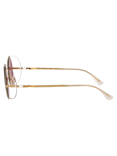 Shop Mykita Sunglasses In 329 Silver/glossygold | Purple Solid