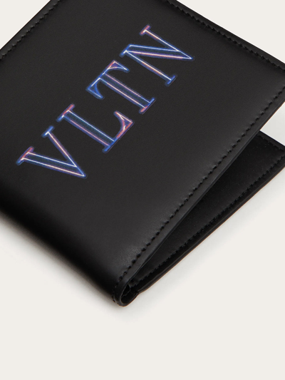 Shop Valentino Neon Vltn Wallet In Black