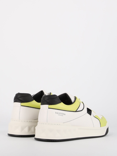 Shop Valentino One Stud Nappa Sneakers In White