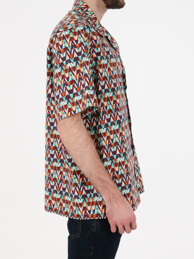 Shop Valentino Optical Print Shirt In Multicolor