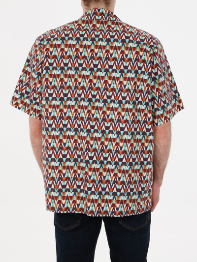 Shop Valentino Optical Print Shirt In Multicolor