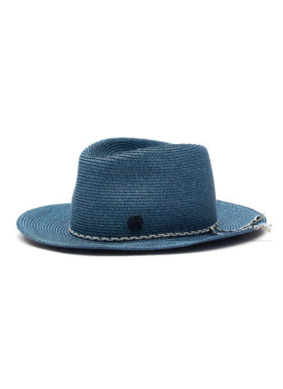 Shop Maison Michel 'andre' Paper Straw Fedora Hat In Blue