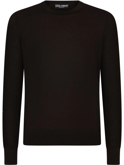 Shop Dolce & Gabbana Fine Knit Crewneck Cashmere Jumper In Black