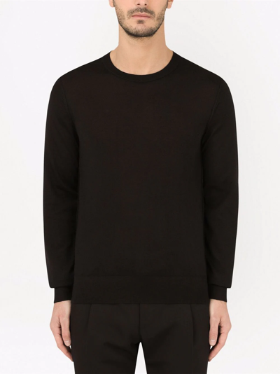 Shop Dolce & Gabbana Fine Knit Crewneck Cashmere Jumper In Black