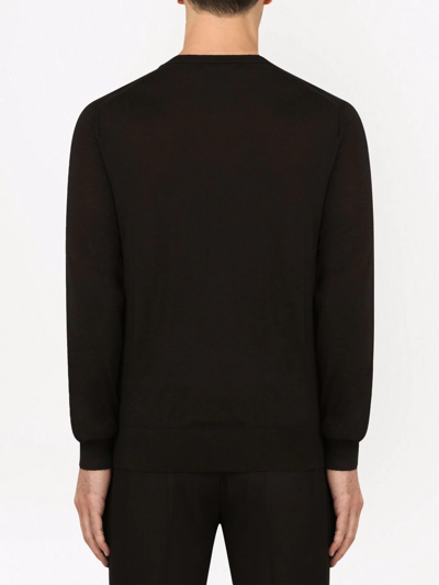 Shop Dolce & Gabbana Fine Knit Crewneck Cashmere Jumper In Black