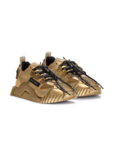 Dolce & Gabbana Kids' Foiled Ns1 Low-top Sneakers In Gold | ModeSens