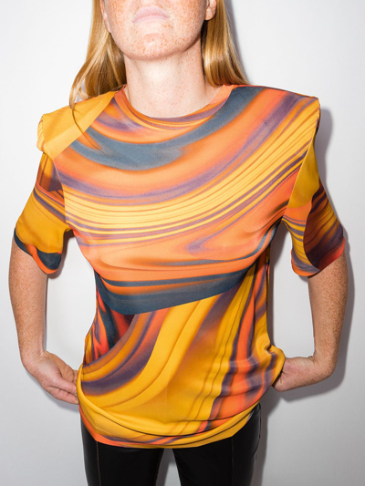 Shop Attico Bella Abstract-print T-shirt In Orange