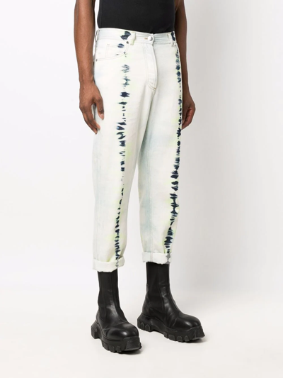 Shop Balmain Tie-dye Cropped Jeans In Neutrals
