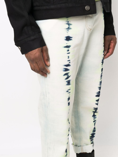 Shop Balmain Tie-dye Cropped Jeans In Neutrals