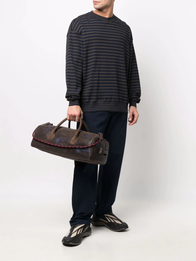 Diesel Pult Leather Duffle Bag In Brown