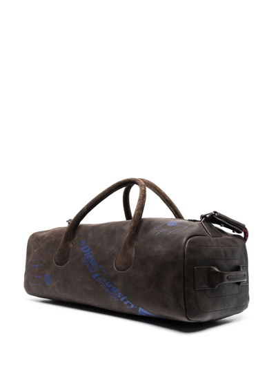 Diesel Pult Leather Duffle Bag In Brown