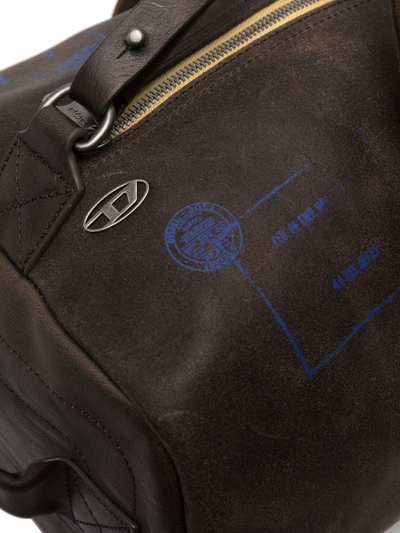Diesel Pult Leather Duffle Bag In Brown