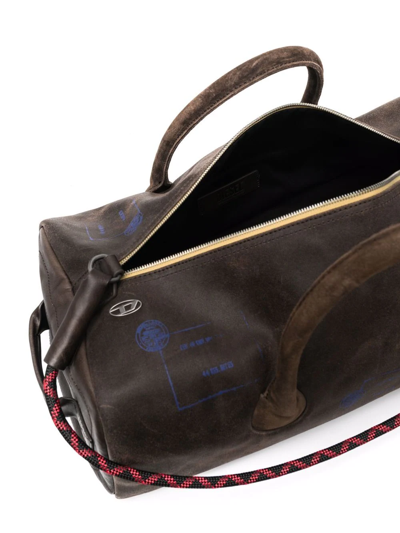 Diesel Pult Leather Duffle Bag In Brown