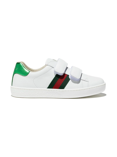 Gucci Leather Strap Sneakers In White