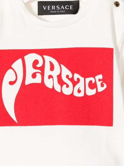 Shop Versace Logo-print Cotton T-shirt In White