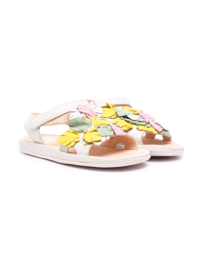 Shop Camper Twins Floral Open Toe Sandals In White