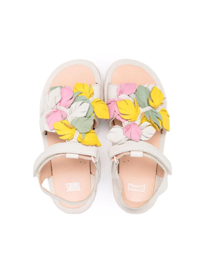 Shop Camper Twins Floral Open Toe Sandals In White