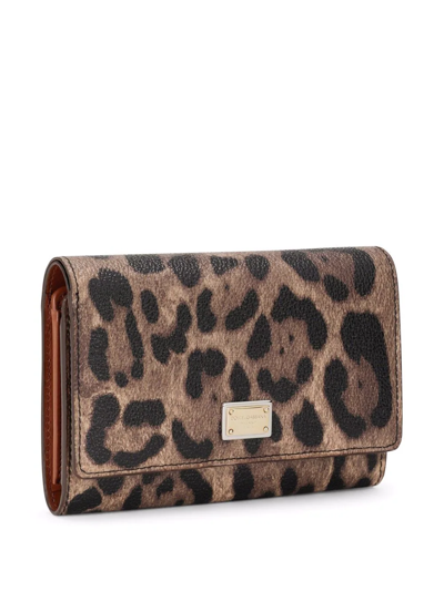 Shop Dolce & Gabbana Crespo Leopard-print Bifold Wallet In Brown