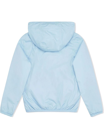 Shop K-way Hooded Zip-front Rain Jacket In Blue