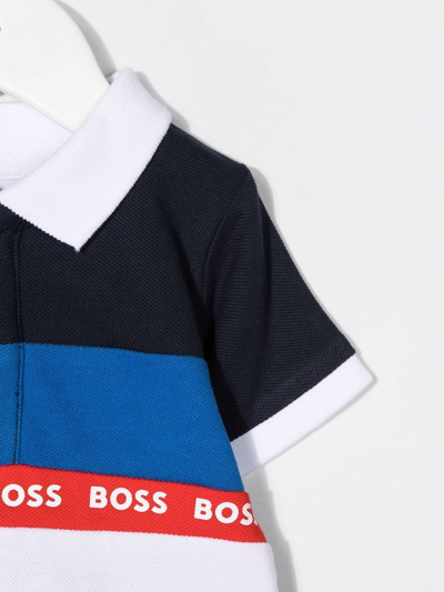 Shop Bosswear Panelled Polo Shirt In Blue