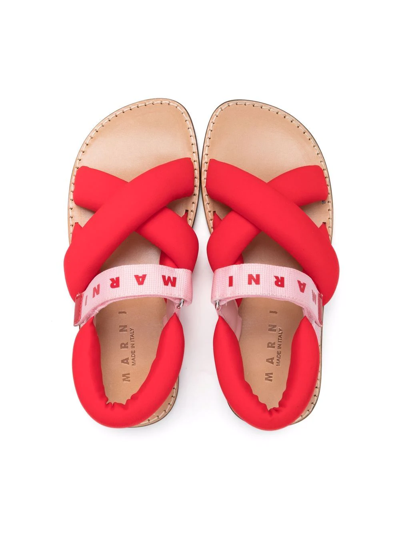 Shop Marni Teen Cross-strap Sandals In Red