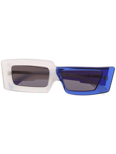 Shop Kuboraum Two-tone Design Sunglasses In White