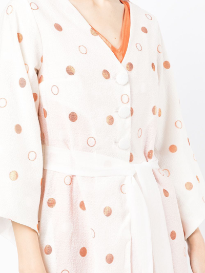 Baruni Polka-dot Pattern Kaftan In White
