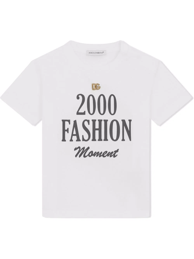Shop Dolce & Gabbana 2000 Fashion Moment Logo-plaque T-shirt In White